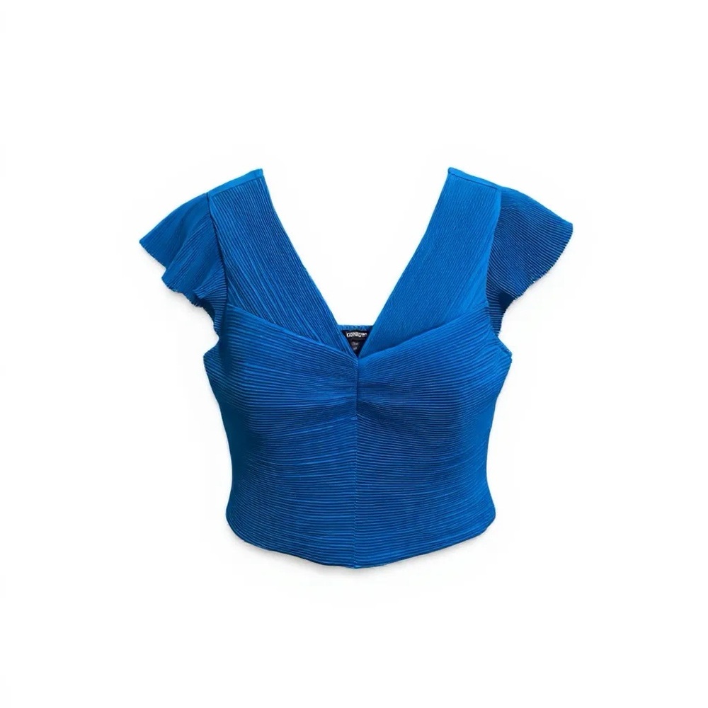 Express Vibrant Blue Ruffle Sleeve Blouse